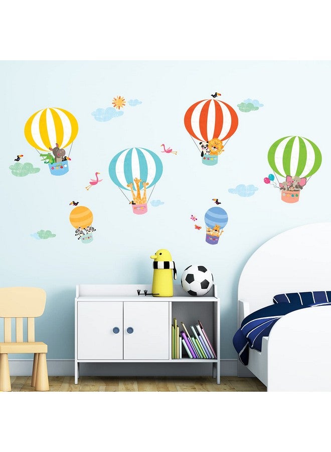 DECOWALL DWL-2010 Animals in Hot Air Balloons Wall Stickers Wall Decals Peel and Stick Removable Wall Stickers for Kids Nursery Bedroom Living Room d?cor - Image 5