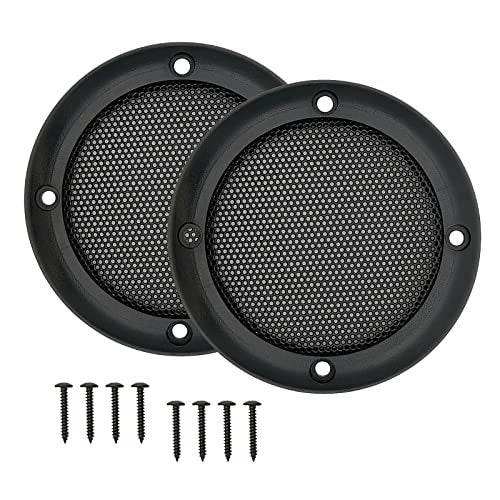 Fuhengli 3.5" Speaker Grill Cover, Car Home Speaker Subwoofer Guard Protector, ABS Plastic Frame with Metal Mesh, Black - 2Pcs - Image 1