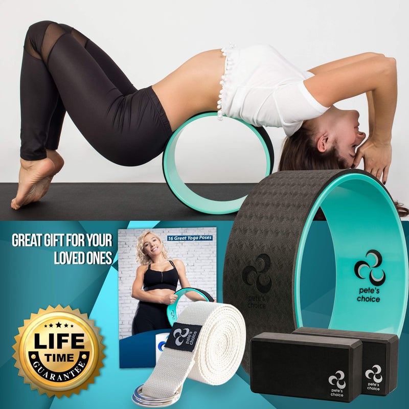 pete's choice Yoga Wheel with Beginners Guide & Yoga Strap - Back Pain and Tension Relief. Comfy Roller for Stretching, Increase Flexibility. Home Exercise Kit. Ideal for Women Yogis. Improve your Posture. - Image 3