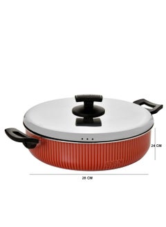 Newflon Non-stick aluminum flat pot with steel lid  - Image 3