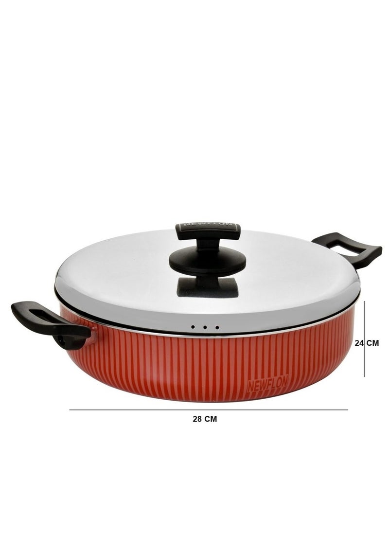 Newflon Non-stick aluminum flat pot with steel lid  - Image 3