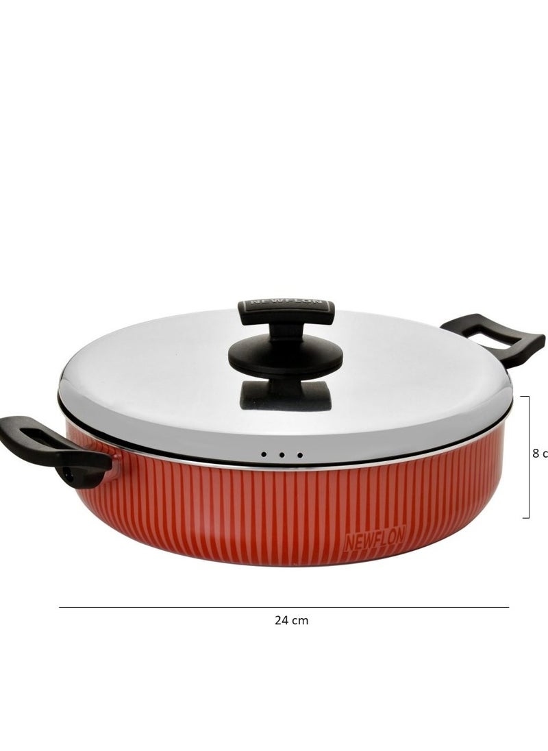 Newflon Non-stick aluminum flat pot with steel lid  - Image 2