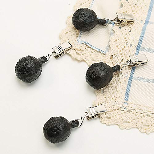 Sungmor Cast Iron Heavyweight Tablecloth Weights - 4 Pack Antique Dark Brown Round Clew Pendent Clips Weights Kit - Heavy Duty Table Cloth Cover Clamps for Home Garden Party Wedding Camping Picnic - Image 1