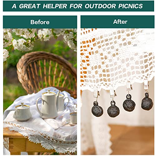 Sungmor Cast Iron Heavyweight Tablecloth Weights - 4 Pack Antique Dark Brown Round Clew Pendent Clips Weights Kit - Heavy Duty Table Cloth Cover Clamps for Home Garden Party Wedding Camping Picnic - Image 4