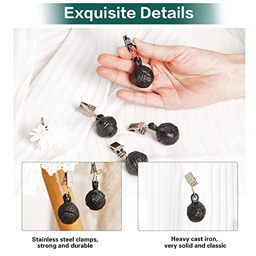 Sungmor Cast Iron Heavyweight Tablecloth Weights - 4 Pack Antique Dark Brown Round Clew Pendent Clips Weights Kit - Heavy Duty Table Cloth Cover Clamps for Home Garden Party Wedding Camping Picnic - Image 3