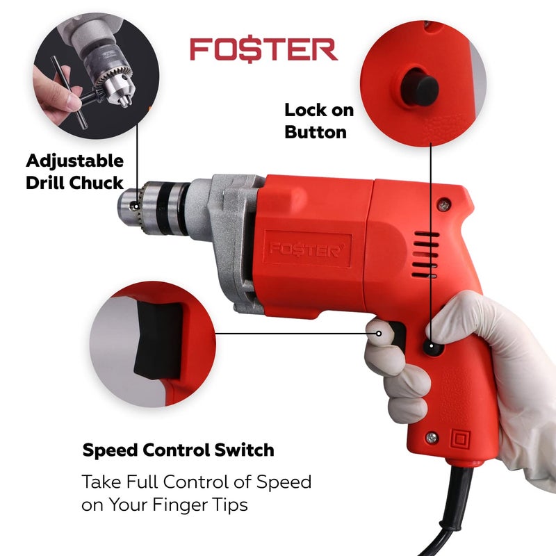 FOSTER FPD010A 400W Drill Machine with 15 drill Bits Pistol Grip Drill 10 mm Chuck Size - Image 2