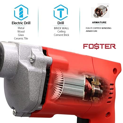 FOSTER FPD010A 400W Drill Machine with 15 drill Bits Pistol Grip Drill 10 mm Chuck Size - Image 3
