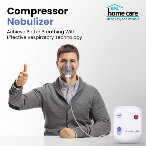 BPL Medical Technologies Breathe Ezee N6 Low Noise Compressor Nebulizer Machine Kit For Child And Adult, Portable Nebulizer - White - Image 2