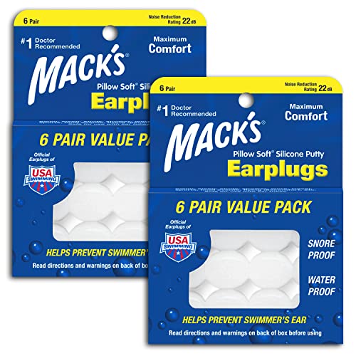 Mack's Pillow Soft Silicone Earplugs, Value Pack - The Original Moldable Silicone Putty Ear Plugs for Sleeping, Snoring, Swimming, Travel, Concerts and Studying, 6 Pair (Pack of 2) - Image 1