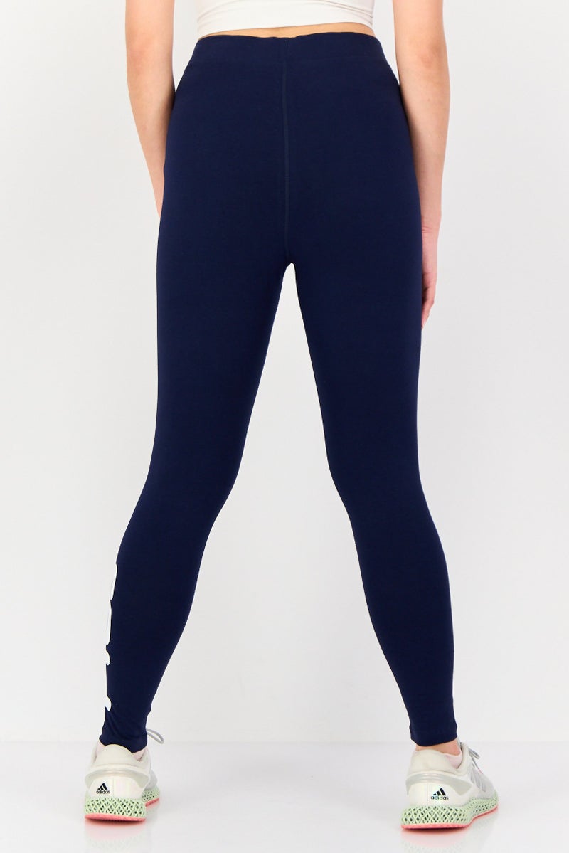 FILA سراويل ليغينغز تدريبية بشعار العلامة التجارية للنساء، بحرية - Image 3