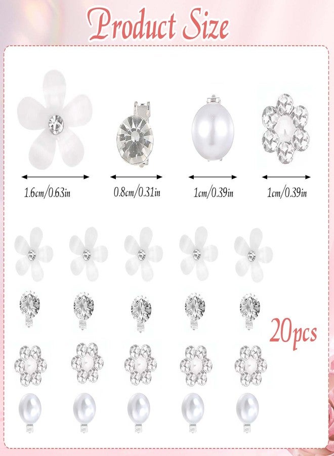 CoolShef 20Pcs Small Hair Clips for Woman, Sparkling Pearl and Rhinestone Flower Hair Clip Set, Hair Accessories for Women Wedding, Party, Prom & Special Occasions - Image 2