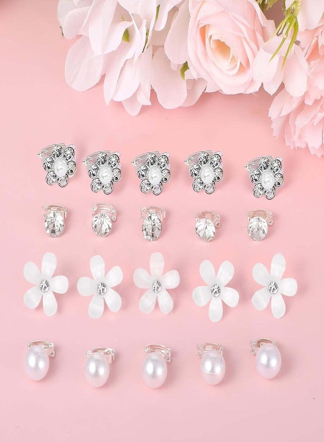 CoolShef 20Pcs Small Hair Clips for Woman, Sparkling Pearl and Rhinestone Flower Hair Clip Set, Hair Accessories for Women Wedding, Party, Prom & Special Occasions - Image 4