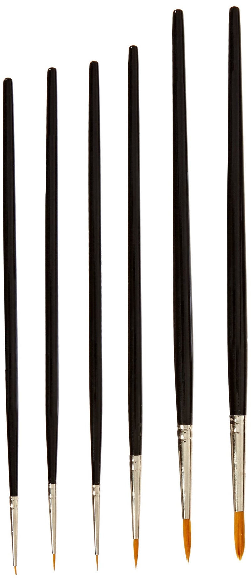 Dynasty' Dynasty B-415 Fine Golden Synthetic Nylon Brushes - Assorted Round Sizes - Set of 144 - Black - Image 2