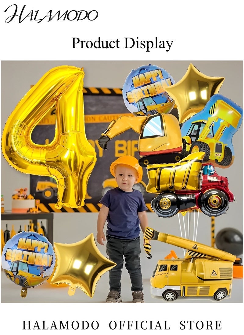 هالامودو البناء رافعة شوكية بالونات لعبة شاحنة بالونات زينة الحفلات احباط مايلر بالونات للأولاد البناء لوازم حفلة عيد ميلاد - Image 2