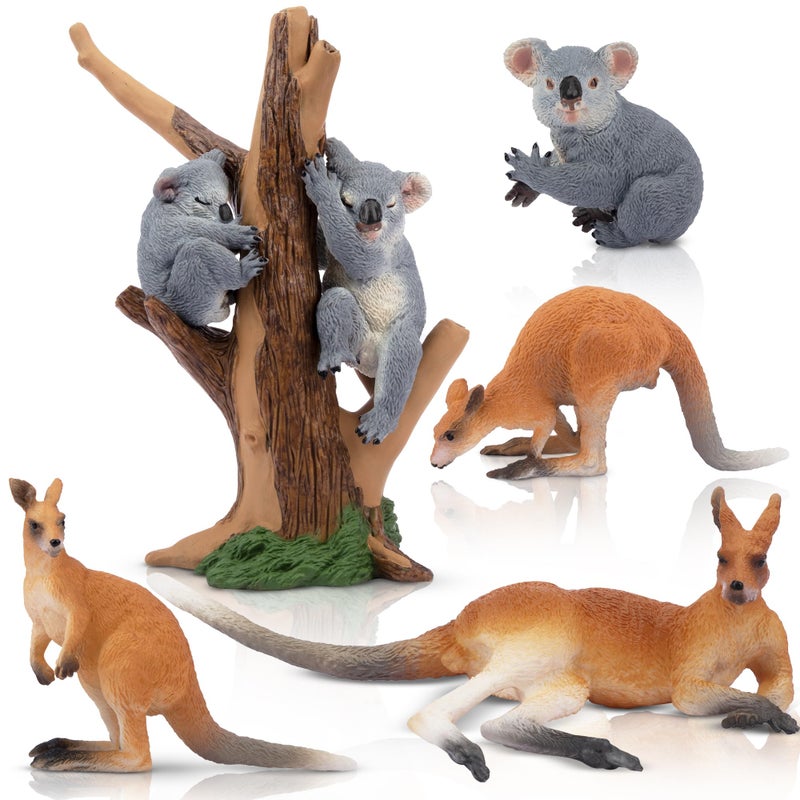 Toymany 7PCS Australian Wildlife Animal Figurines Includes Koala and Kangaroo Figure Toy, Plastic Forest Animal Figures Toy Set, Cake Toppers Christmas Birthday Gift for Kids Toddlers - Image 1