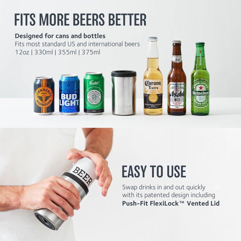 Huski Beer Cooler 2.0 | NEW | Premium Can and Bottle Holder | Triple Insulated Marine Grade Stainless Steel | Detachable 3-in-1 Opener | Works as a Tumbler | Best Gifts for Beer Lovers (Stainless) - Image 3