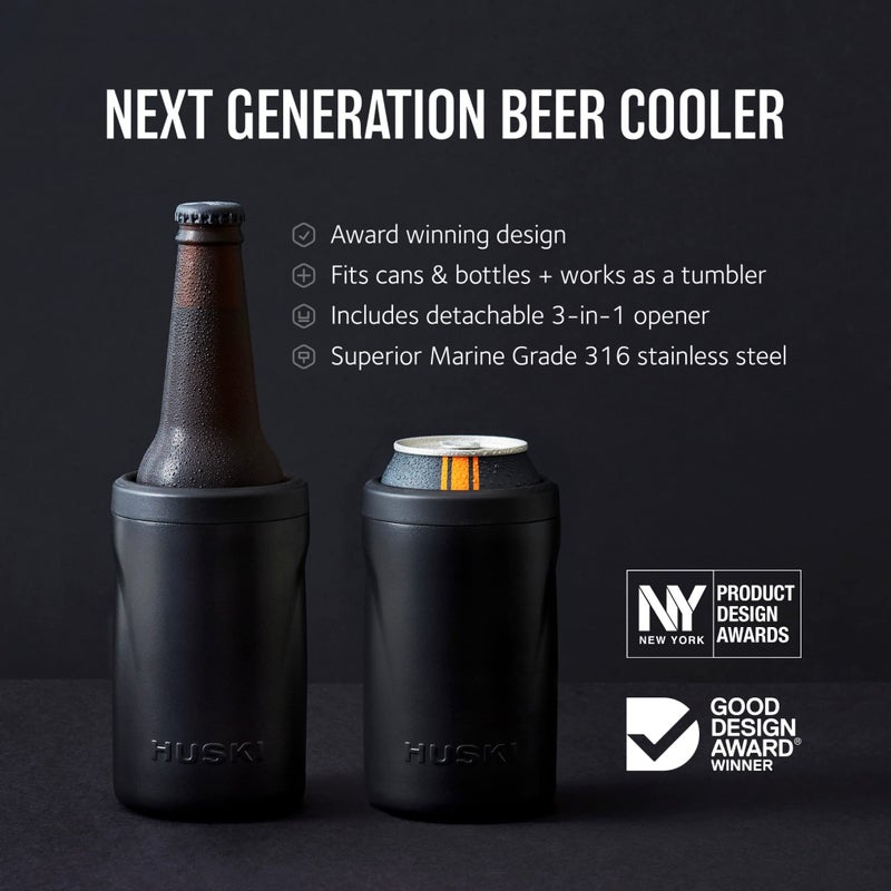 Huski Beer Cooler 2.0 | NEW | Premium Can and Bottle Holder | Triple Insulated Marine Grade Stainless Steel | Detachable 3-in-1 Opener | Works as a Tumbler | Best Gifts for Beer Lovers (Stainless) - Image 2