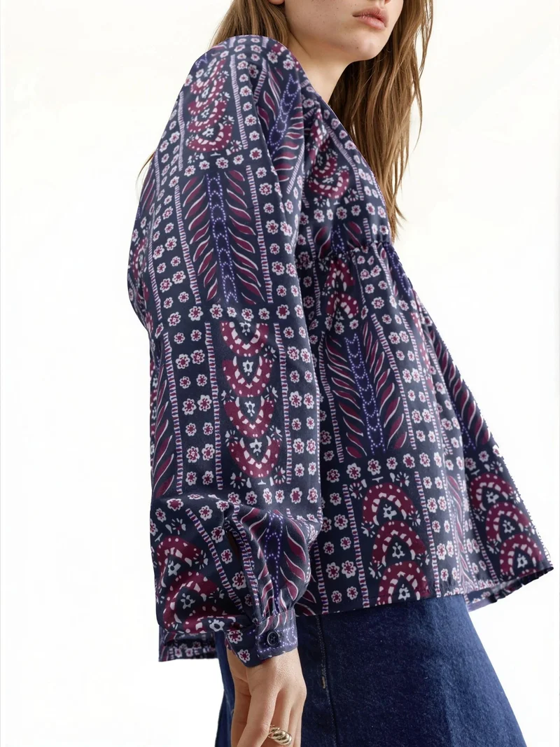 HICCUP  Balloon Sleeve Patterned Blouse for Women | Best Price UAE