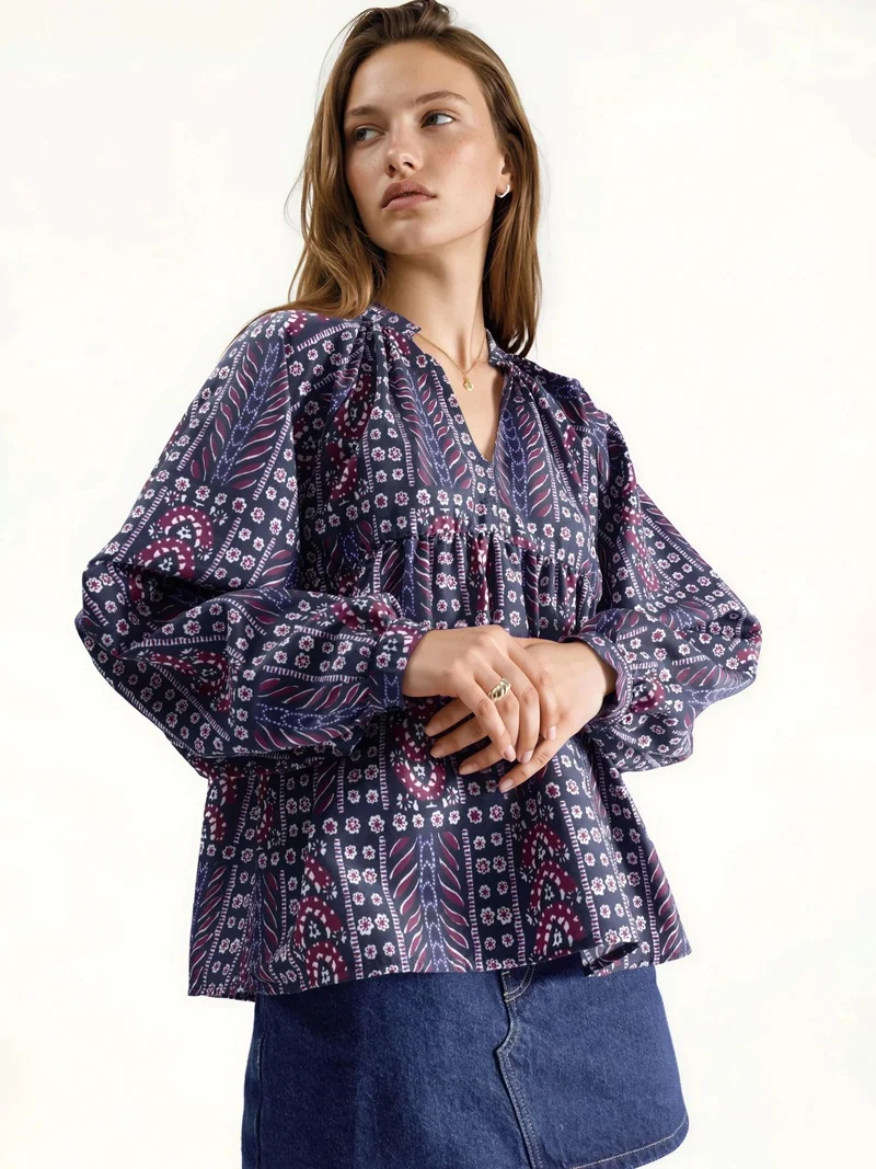 HICCUP  Balloon Sleeve Patterned Blouse for Women | Best Price UAE