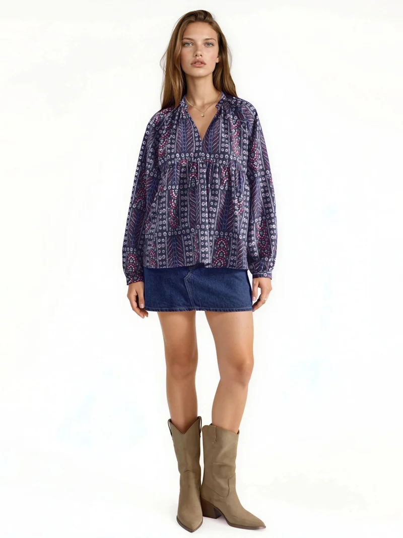 HICCUP  Balloon Sleeve Patterned Blouse for Women | Best Price UAE