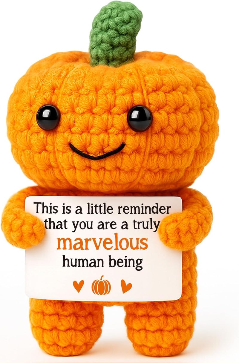 BVXFR Mini Pumpkin Man Halloween Decor Indoor Gifts, Halloween Basket Gifts for Women Teen Girl Boy Kid, Spooky Boo Basket Stuffers, Fall Thanksgiving Decorations for Home, Handmade Crochet Pumpkin Decor - Image 1