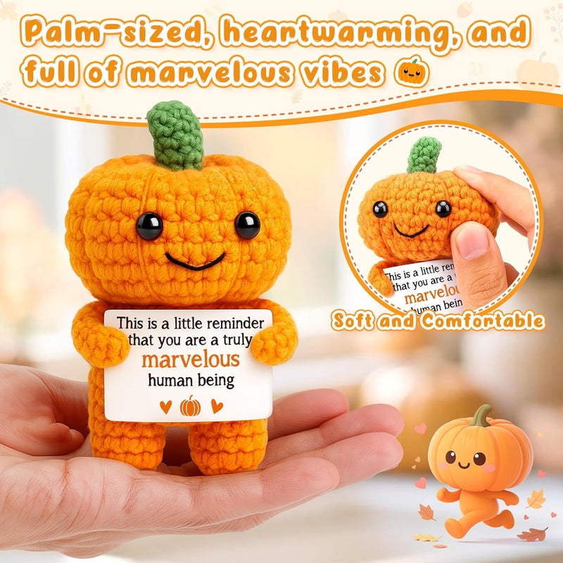 BVXFR Mini Pumpkin Man Halloween Decor Indoor Gifts, Halloween Basket Gifts for Women Teen Girl Boy Kid, Spooky Boo Basket Stuffers, Fall Thanksgiving Decorations for Home, Handmade Crochet Pumpkin Decor - Image 2