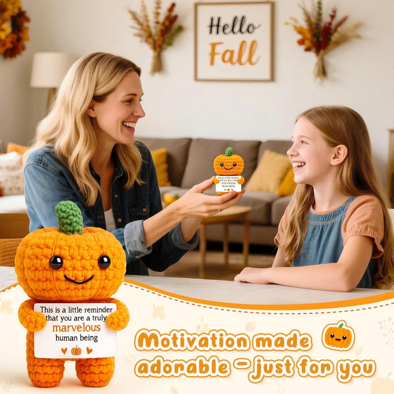 BVXFR Mini Pumpkin Man Halloween Decor Indoor Gifts, Halloween Basket Gifts for Women Teen Girl Boy Kid, Spooky Boo Basket Stuffers, Fall Thanksgiving Decorations for Home, Handmade Crochet Pumpkin Decor - Image 4