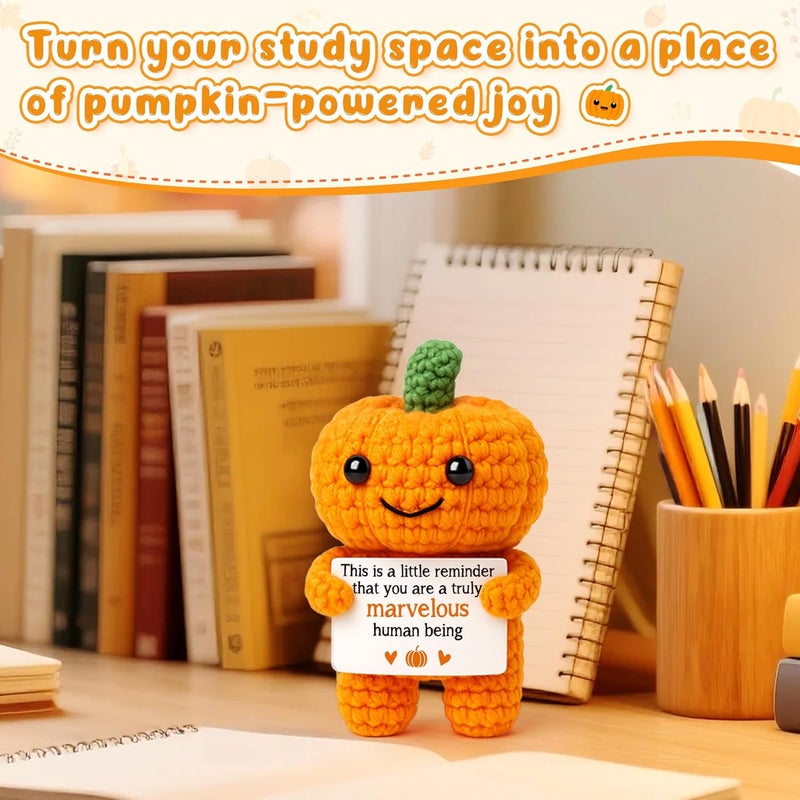 BVXFR Mini Pumpkin Man Halloween Decor Indoor Gifts, Halloween Basket Gifts for Women Teen Girl Boy Kid, Spooky Boo Basket Stuffers, Fall Thanksgiving Decorations for Home, Handmade Crochet Pumpkin Decor - Image 5