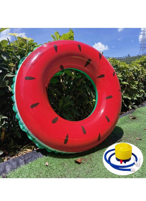Watermelon Printed Inflatable Swim Ring With Pump