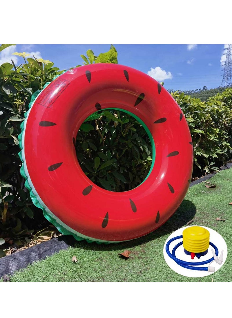 Watermelon Printed Inflatable Swim Ring With Pump