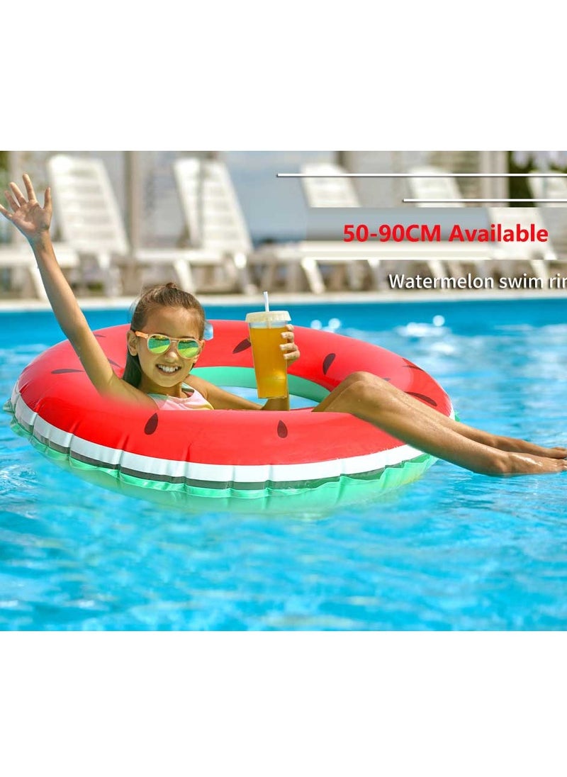 Watermelon Printed Inflatable Swim Ring With Pump
