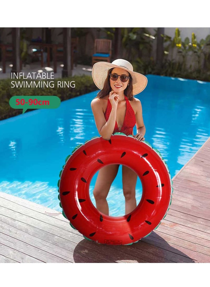 Watermelon Printed Inflatable Swim Ring With Pump