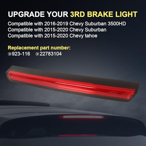 RALZAOTO 923-116 3rd Brake Light LED High Mount Stop Light Compatible with 2015-2020 Chevy Tahoe 2015-2020 Chevy Suburban 2016-2019 Suburban 3500HD Replace 22783104 Third Brake Light - Image 2