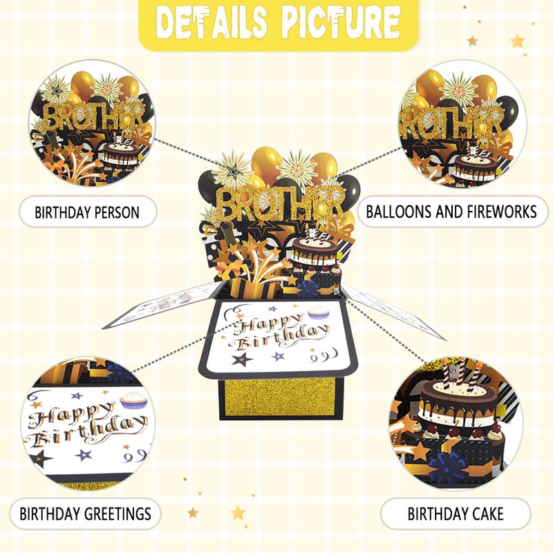 Asmallgf Funny Birthday Popup Card for Brother, Cool Bro Birthday Gifts from Sister, Happy Brother Bday Decorations - Image 3