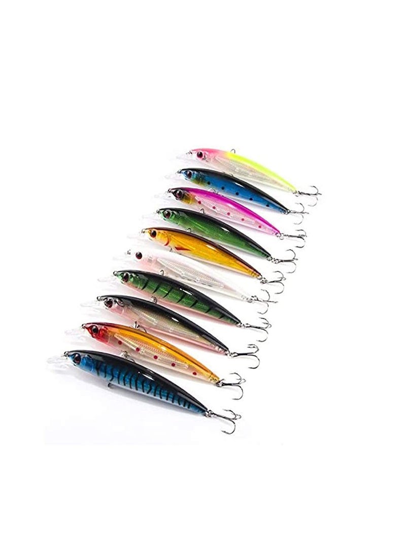 SYOSI Fishing Lures, 10Pcs Fishing Lure Artificial Floating Minnow Hard Bait Swimbait Fishing Tackle Set with Treble Hooks Sinking Metal Spoons Micro Jigging Bait for Outdoor Fishing  - Image 5