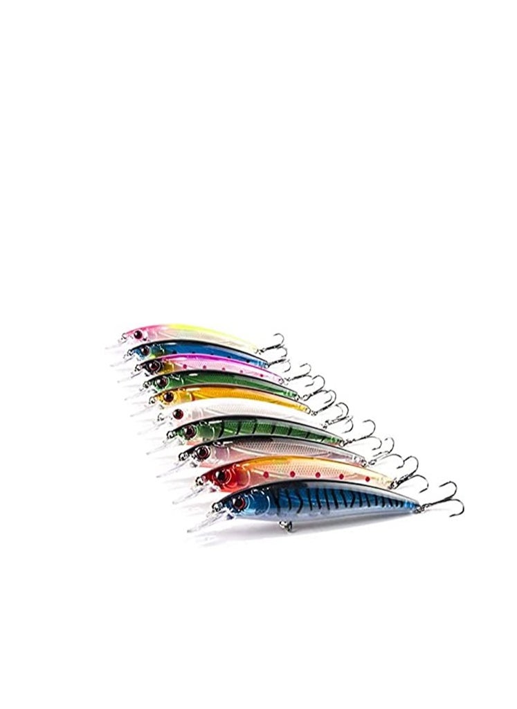 SYOSI Fishing Lures, 10Pcs Fishing Lure Artificial Floating Minnow Hard Bait Swimbait Fishing Tackle Set with Treble Hooks Sinking Metal Spoons Micro Jigging Bait for Outdoor Fishing  - Image 2