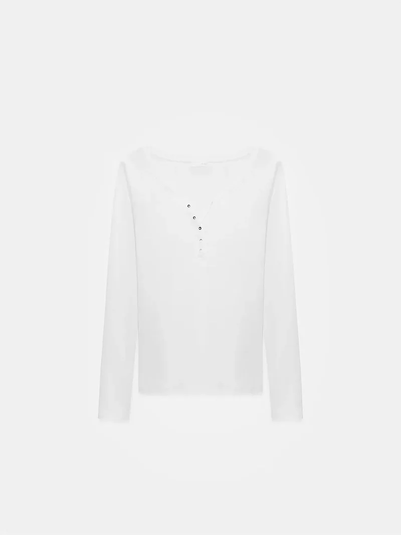 ديلفين Dilvin Slim Fit Cotton Long Sleeve Button Blouse