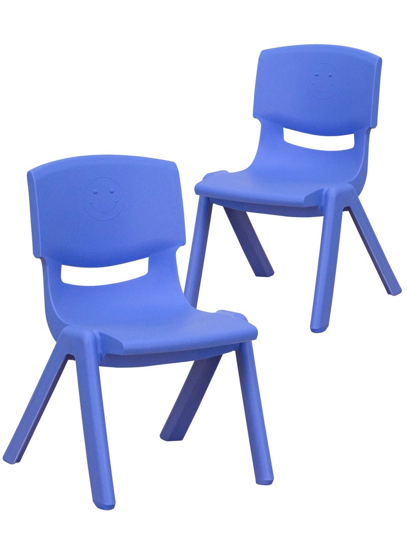 Funz 2 Pieces Funz Stackable Plastic Kids Learning Chairs, 40 X 32 X 51cm, The Perfect Chair for Playrooms, Schools, Daycares and Home, Blue - Image 1