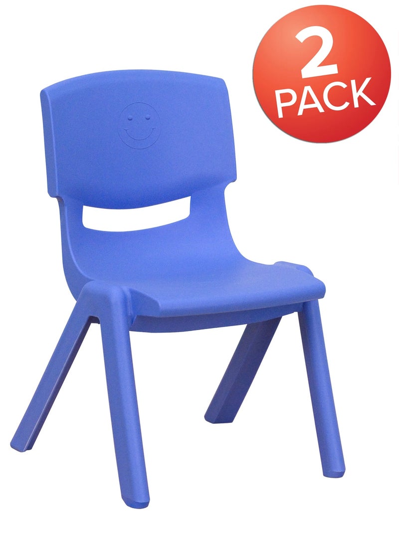 Funz 2 Pieces Funz Stackable Plastic Kids Learning Chairs, 40 X 32 X 51cm, The Perfect Chair for Playrooms, Schools, Daycares and Home, Blue - Image 2