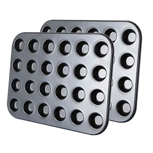Kingrol 24-Cup Nonstick Mini Cupcake & Muffin Pans, Carbon Steel Baking Pans, Cake Moulds - 2 Pack - Image 1