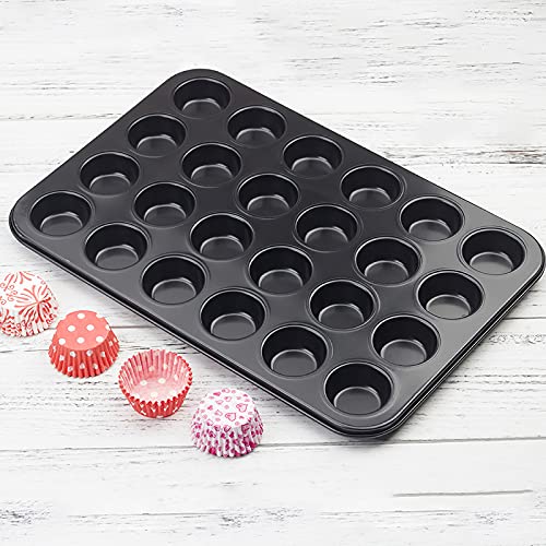 Kingrol 24-Cup Nonstick Mini Cupcake & Muffin Pans, Carbon Steel Baking Pans, Cake Moulds - 2 Pack - Image 4