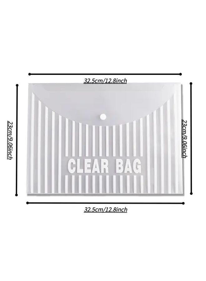 20 Transparent Stripe A4 File Bags with Snap Closure Durable PP Document Organizer - Image 5