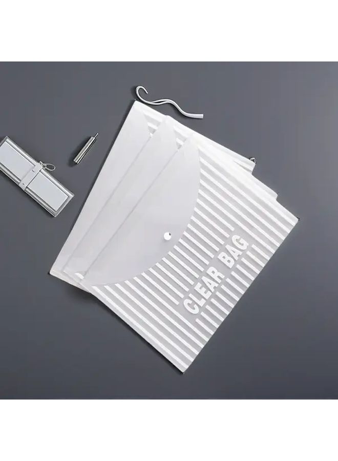 20 Transparent Stripe A4 File Bags with Snap Closure Durable PP Document Organizer - Image 2