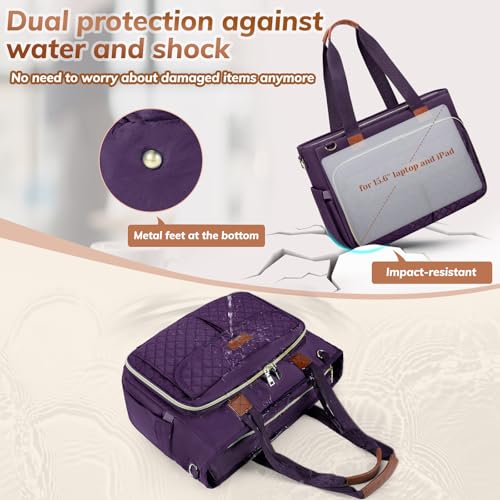 RAINSMORE Teacher Tote Bag for Women Work Bags 15.6 Inch Laptop Tote Bag with Large Cup Holder Nurse Bag Computer Handbag - Image 4