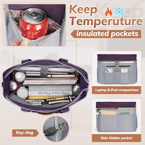 RAINSMORE Teacher Tote Bag for Women Work Bags 15.6 Inch Laptop Tote Bag with Large Cup Holder Nurse Bag Computer Handbag - Image 2