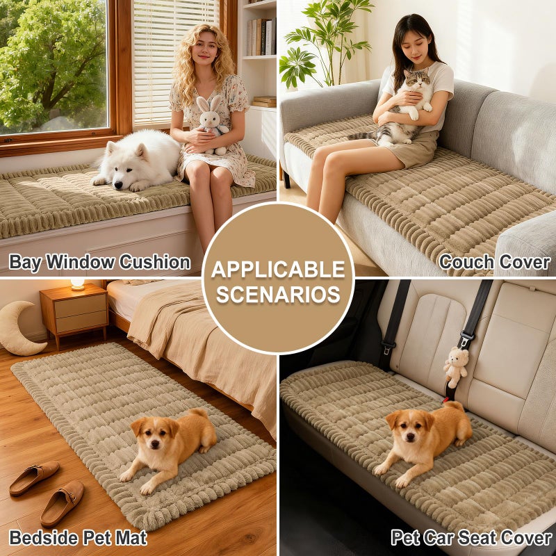 hyha Couch Covers for Dogs Washable, Non Slip Plush Dog Sofa Protectors, Fuzzy Pet Couch Covers for 3 Cushion Sofa Pet Friendly (Khaki, 27.6" x 88") - Image 4