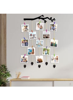 Art Street Branch Shape MDF Photo Frame Collage/Hanging Photo Frame Collage Mdf Plaque- Black - Size - 18.5 x 32 inchs