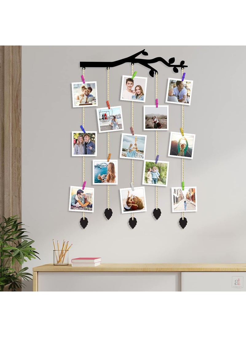 Art Street Art Street Branch Shape MDF Photo Frame Collage/Hanging Photo Frame Collage Mdf Plaque- Black - Size - 18.5 x 32 inchs  - Image 1
