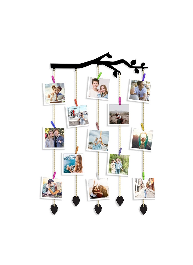 Art Street Art Street Branch Shape MDF Photo Frame Collage/Hanging Photo Frame Collage Mdf Plaque- Black - Size - 18.5 x 32 inchs  - Image 3