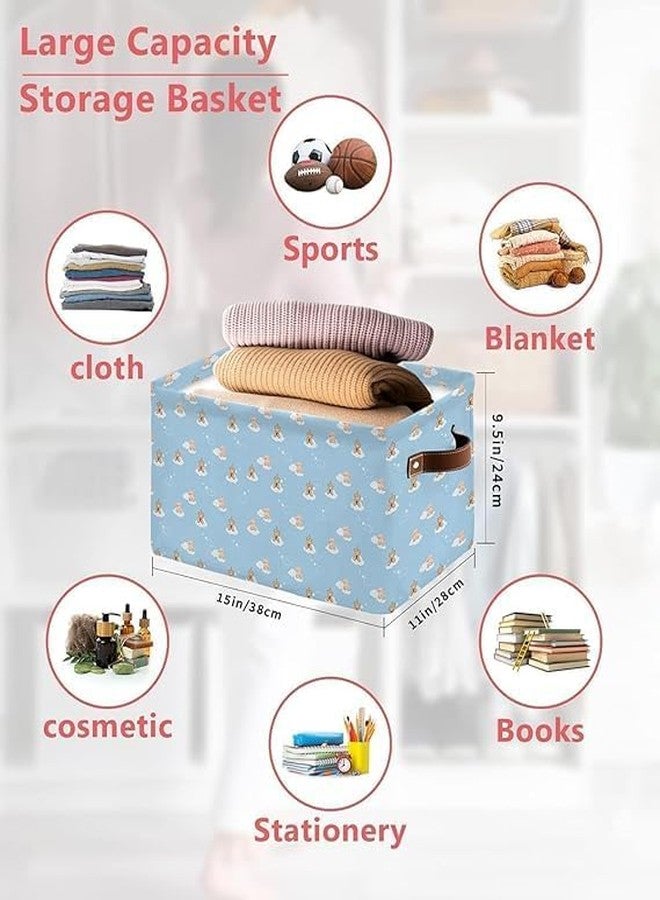 RIVIOX Wardrobe Organizer for Clothes with Metal Frame Rectangle Storage Baskets for Clothing Fabric Storage Box with Handles Shelf Basket 26 liter storag box (1) - Image 4